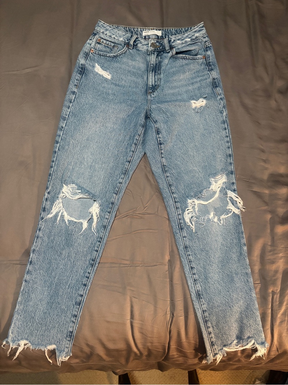 Garage Light Blue Distressed Straight Leg Jeans
